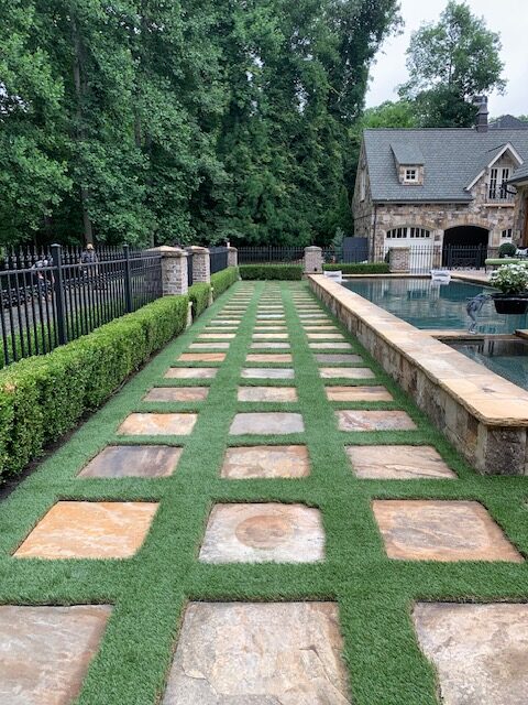 Custom Stone work and lawn pathway
